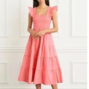 HILL HOUSE HOME Ellie Nap Dress Poplin Midi Limited Edition Coral - M